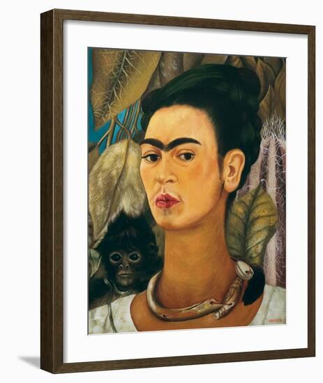 Portrait with Monkey1938-Frida Kahlo-Framed Art Print