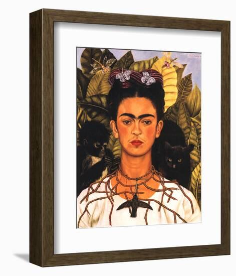 Portrait with Necklace-Frida Kahlo-Framed Premium Giclee Print