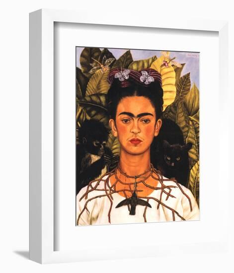 Portrait with Necklace-Frida Kahlo-Framed Premium Giclee Print