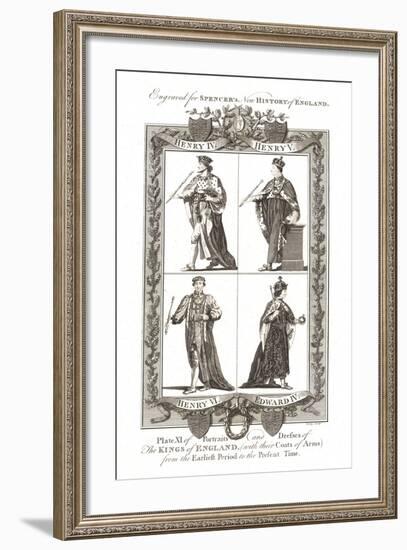 Portraits and Dresses of the Kings of England with Coats of Arms, 1784-null-Framed Giclee Print