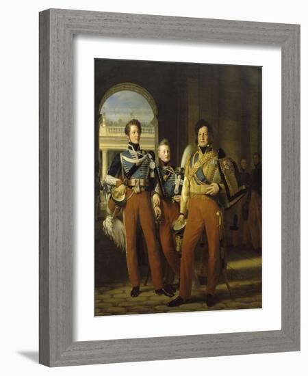 Portraits en pied de Louis-Philippe, duc d'Orléans en uniforme de colonel-g-Louis Hersent-Framed Giclee Print