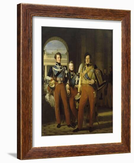 Portraits en pied de Louis-Philippe, duc d'Orléans en uniforme de colonel-g-Louis Hersent-Framed Giclee Print