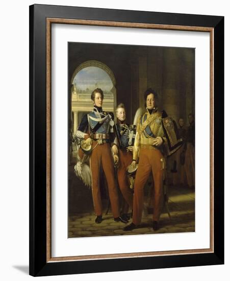 Portraits en pied de Louis-Philippe, duc d'Orléans en uniforme de colonel-g-Louis Hersent-Framed Giclee Print