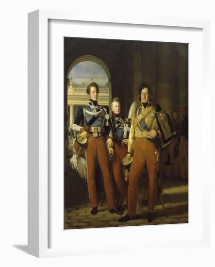 Portraits en pied de Louis-Philippe, duc d'Orléans en uniforme de colonel-g-Louis Hersent-Framed Giclee Print