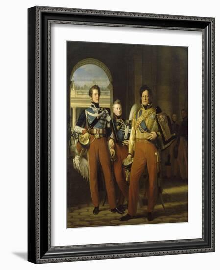 Portraits en pied de Louis-Philippe, duc d'Orléans en uniforme de colonel-g-Louis Hersent-Framed Giclee Print