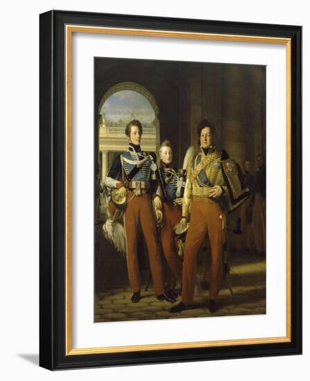 Portraits en pied de Louis-Philippe, duc d'Orléans en uniforme de colonel-g-Louis Hersent-Framed Giclee Print