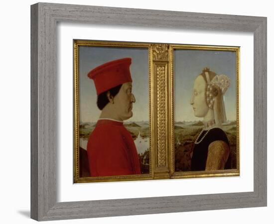 Portraits of Duke Federico Da Montefeltro and Battista Sforza, circa 1465-Piero della Francesca-Framed Giclee Print