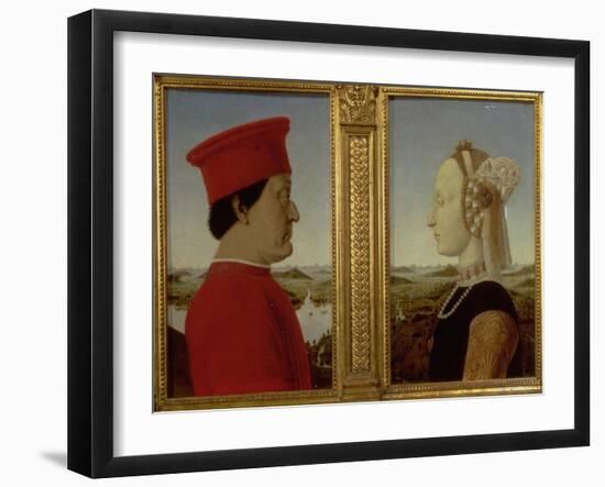 Portraits of Duke Federico Da Montefeltro and Battista Sforza, circa 1465-Piero della Francesca-Framed Giclee Print