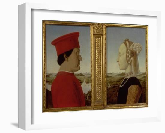 Portraits of Duke Federico Da Montefeltro and Battista Sforza, circa 1465-Piero della Francesca-Framed Giclee Print