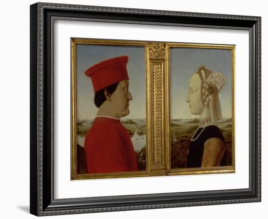 Portraits of Duke Federico Da Montefeltro and Battista Sforza, circa 1465-Piero della Francesca-Framed Giclee Print