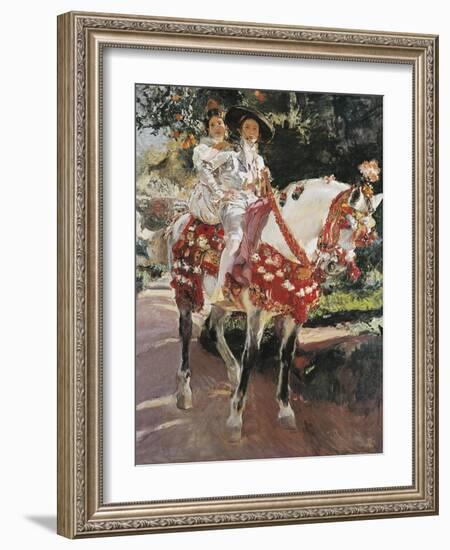 Portraits of Elena and Maria Wearing Old Valencian Dresses-Joaquín Sorolla y Bastida-Framed Art Print