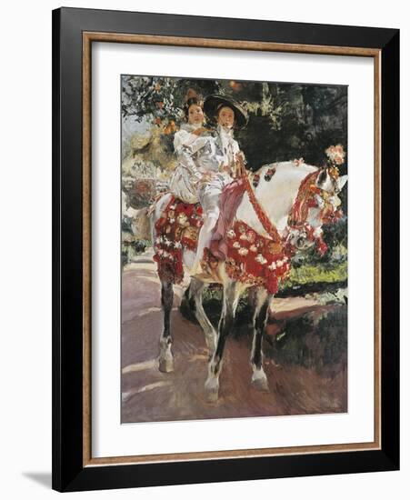 Portraits of Elena and Maria Wearing Old Valencian Dresses-Joaquín Sorolla y Bastida-Framed Art Print