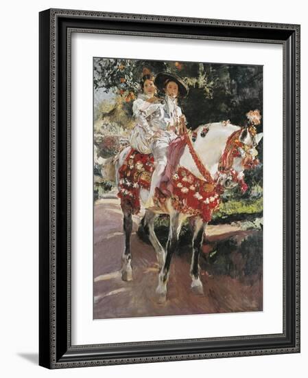 Portraits of Elena and Maria Wearing Old Valencian Dresses-Joaquín Sorolla y Bastida-Framed Art Print