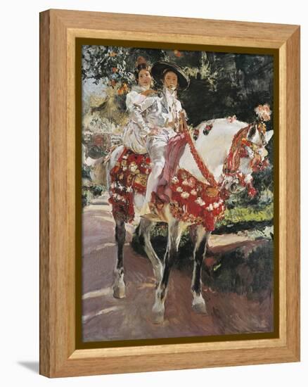 Portraits of Elena and Maria Wearing Old Valencian Dresses-Joaquín Sorolla y Bastida-Framed Stretched Canvas