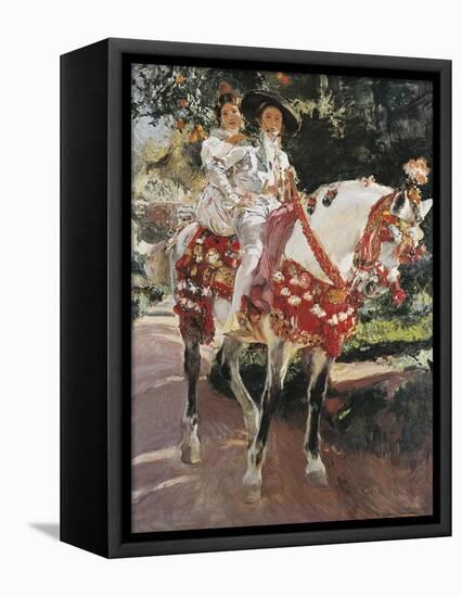 Portraits of Elena and Maria Wearing Old Valencian Dresses-Joaquín Sorolla y Bastida-Framed Stretched Canvas