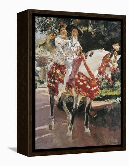 Portraits of Elena and Maria Wearing Old Valencian Dresses-Joaquín Sorolla y Bastida-Framed Stretched Canvas