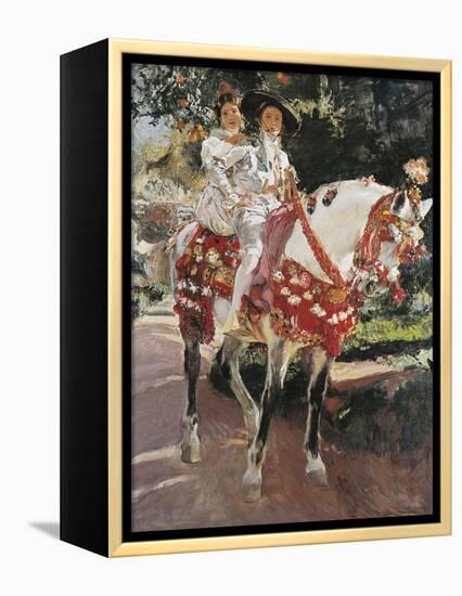 Portraits of Elena and Maria Wearing Old Valencian Dresses-Joaquín Sorolla y Bastida-Framed Stretched Canvas