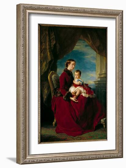 Portraits of Empress Eugenie and Imperial Prince. Eugenie De Montijo (1826-1920), 1857 (Oil on Canv-Franz Xaver Winterhalter-Framed Giclee Print