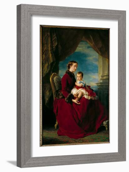 Portraits of Empress Eugenie and Imperial Prince. Eugenie De Montijo (1826-1920), 1857 (Oil on Canv-Franz Xaver Winterhalter-Framed Giclee Print