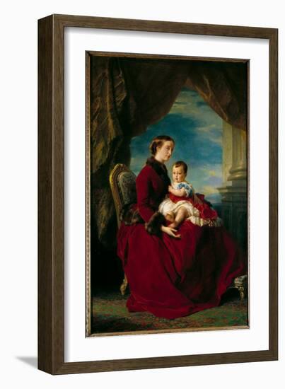 Portraits of Empress Eugenie and Imperial Prince. Eugenie De Montijo (1826-1920), 1857 (Oil on Canv-Franz Xaver Winterhalter-Framed Giclee Print