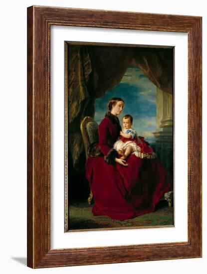 Portraits of Empress Eugenie and Imperial Prince. Eugenie De Montijo (1826-1920), 1857 (Oil on Canv-Franz Xaver Winterhalter-Framed Giclee Print