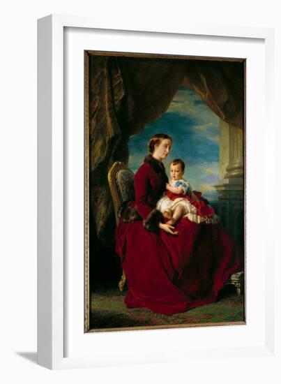 Portraits of Empress Eugenie and Imperial Prince. Eugenie De Montijo (1826-1920), 1857 (Oil on Canv-Franz Xaver Winterhalter-Framed Giclee Print