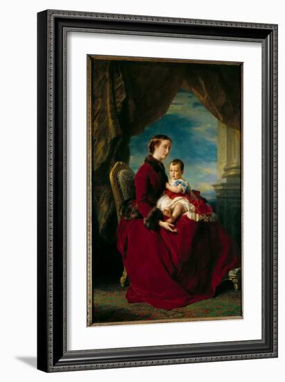 Portraits of Empress Eugenie and Imperial Prince. Eugenie De Montijo (1826-1920), 1857 (Oil on Canv-Franz Xaver Winterhalter-Framed Giclee Print