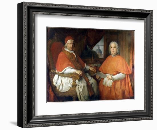 Portraits of Pope Benedict XIV (1675 - 1758) and Cardinal Silvio Valenti Gonzague. Painting by Giov-Giovanni Paolo Pannini or Panini-Framed Giclee Print