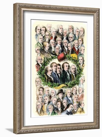 Portraits of the Signers of the Declaration of Independence, Philadelphia, c.1776-null-Framed Giclee Print