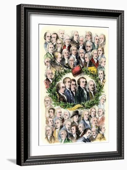 Portraits of the Signers of the Declaration of Independence, Philadelphia, c.1776-null-Framed Giclee Print