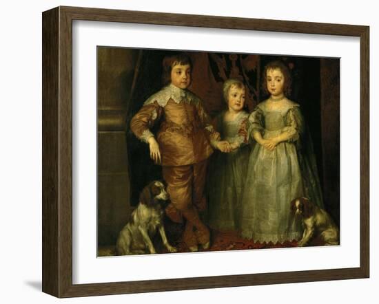 Portraits of the Three Eldest Children of Charles I, King of England-Sir Anthony Van Dyck-Framed Giclee Print