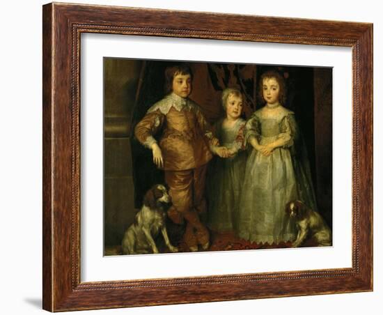 Portraits of the Three Eldest Children of Charles I, King of England-Sir Anthony Van Dyck-Framed Giclee Print