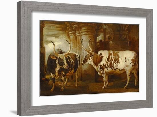 Portraits of Two Extraordinary Oxen, the Property of the Earl of Powis, 1814-James Ward-Framed Giclee Print