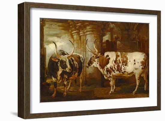 Portraits of Two Extraordinary Oxen, the Property of the Earl of Powis, 1814-James Ward-Framed Giclee Print