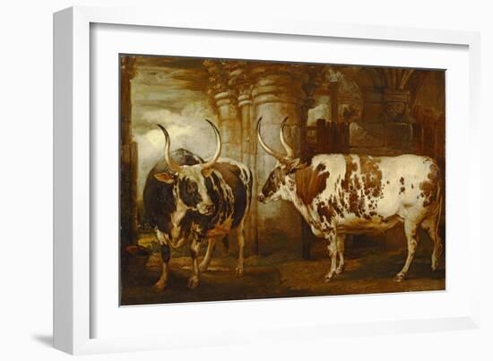 Portraits of Two Extraordinary Oxen, the Property of the Earl of Powis, 1814-James Ward-Framed Giclee Print