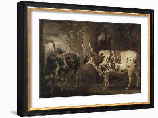 Portraits of Two Extraordinary Oxen, the Property of the Earl of Powis, 1814-James Ward-Framed Giclee Print