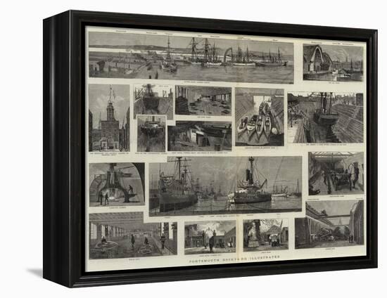 Portsmouth Dockyard Illustrated-null-Framed Premier Image Canvas