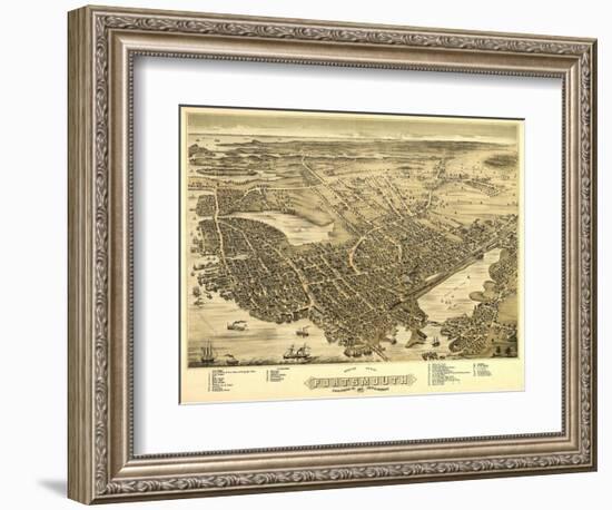 Portsmouth, New Hampshire - Panoramic Map-Lantern Press-Framed Art Print