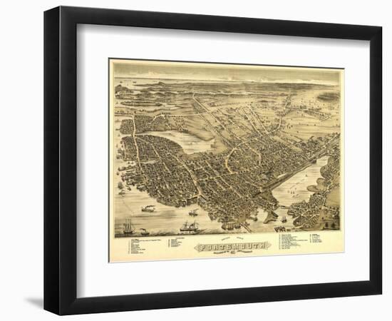 Portsmouth, New Hampshire - Panoramic Map-Lantern Press-Framed Art Print