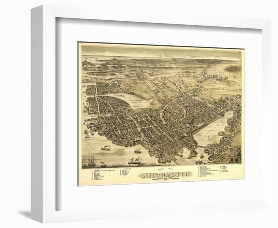 Portsmouth, New Hampshire - Panoramic Map-Lantern Press-Framed Art Print