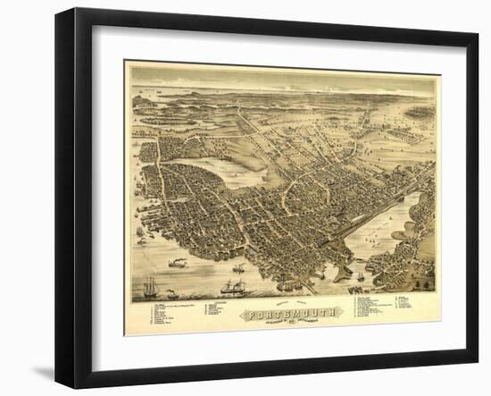 Portsmouth, New Hampshire - Panoramic Map-Lantern Press-Framed Art Print