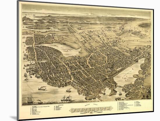 Portsmouth, New Hampshire - Panoramic Map-Lantern Press-Mounted Art Print