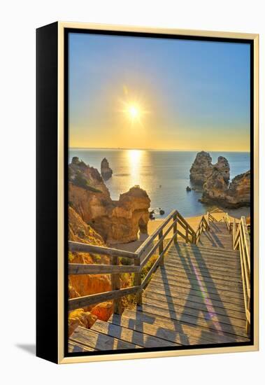 Portugal, Algarve, Lagos, Sunrise over Camilo Beach (Praia Do Camilo)-Alan Copson-Framed Premier Image Canvas