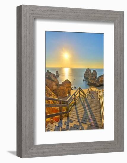 Portugal, Algarve, Lagos, Sunrise over Camilo Beach (Praia Do Camilo)-Alan Copson-Framed Photographic Print