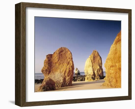 Portugal, Algarve, Praia Da Rocha, Beach, Rock Formations, Sea-Thonig-Framed Photographic Print