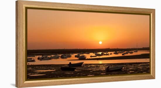 Portugal, Algarve, Ria Formosa Coast, Fishing Boats, Sunset-Chris Seba-Framed Premier Image Canvas