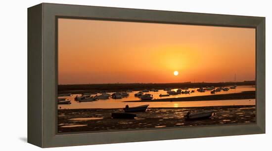 Portugal, Algarve, Ria Formosa Coast, Fishing Boats, Sunset-Chris Seba-Framed Premier Image Canvas