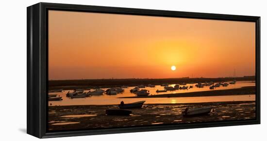 Portugal, Algarve, Ria Formosa Coast, Fishing Boats, Sunset-Chris Seba-Framed Premier Image Canvas