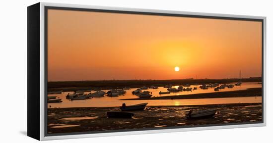 Portugal, Algarve, Ria Formosa Coast, Fishing Boats, Sunset-Chris Seba-Framed Premier Image Canvas