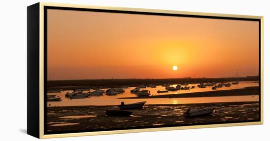 Portugal, Algarve, Ria Formosa Coast, Fishing Boats, Sunset-Chris Seba-Framed Premier Image Canvas